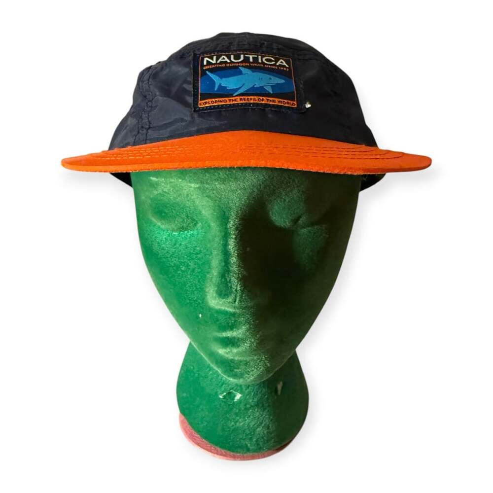 Nautica Reversible 5 Panel Cap with Shark Patch